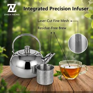 Tetera de Acero Inoxidable 201 <span class=keywords><strong>con</strong></span> Filtro Extraíble, Acabado Espejo, Silbante, Apta para Lavavajillas, Ligera, Ideal para el <span class=keywords><strong>Desayuno</strong></span> - Product Image 2