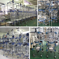 Réacteur en verre à double enveloppe automatique avec pompe et moteur, capacité 1-200L, vente en gros usine