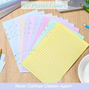 100 <span class=keywords><strong>Hojas</strong></span> A5, 6 Anillos, <span class=keywords><strong>Hojas</strong></span> Sueltas Impresas <span class=keywords><strong>con</strong></span> Líneas, Recambios para Carpetas, Insertos para Carpetas de 6 Anillos, 10 Colores, Regalo - Product Image 3