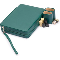 Jeu de backgammon miniature en similicuir magnétique de 9 pouces avec pions magnétiques, résistant à l'eau, boîte cadeau écologique