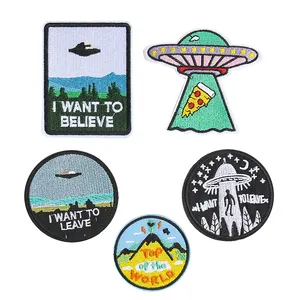 Individuation Alien desain bordir Patch UFO bordir lencana besi pada topi Patch panas menekan hoodie Patch untuk Jaket