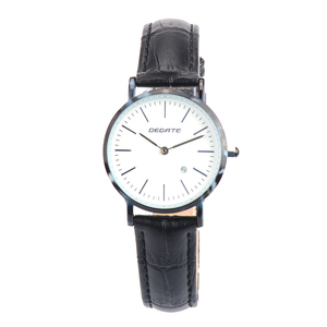 Montre-bracelet à quartz pour femme avec cadran rond Affichage en cuir noir et boîtier en alliage Charme pour femme à la mode en vente - Product Image 1