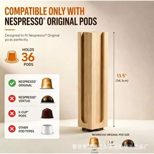 Wooden Coffee Pod Rack 38mm 360 Degree Rotating <b>Shelf</b> Large Capacity Storage For <b>Desktop</b> Use - Product Image 5