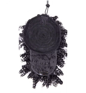 Venta al por mayor corto Afro Puff Hair Pieces Kinky Curly Cordón Cola de Caballo <span class=keywords><strong>Moño</strong></span> con flequillo Extensiones de <span class=keywords><strong>moño</strong></span> de pelo sintético - Product Image 2