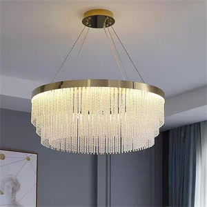 JYLIFGTING Lüks Modern LED Avizeler ve Kolye Işıkları Yuvarlak İskandinav Kristal Püskül Tasarım Oturma Odası Yatak Odası Otel Dekoratif - Product Image 1
