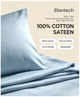 Ensemble de draps en satin de coton 100% BSCI OEKO TEX, couleur unie, housse de couette en coton, collection de literie