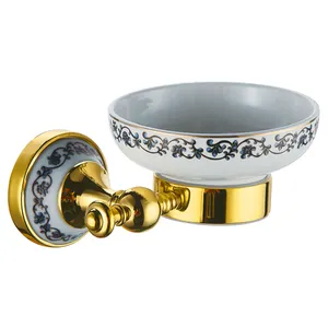 European Classical Golden Glass Bathroom Pendant Golden Bathroom Accessories