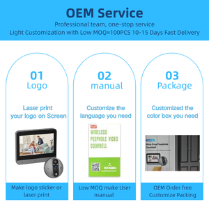 Tuya thông minh video chuông cửa với <span class=keywords><strong>4.3</strong></span> inch <span class=keywords><strong>LCD</strong></span> hiển thị và tầm nhìn ban đêm lổ nhìn trộm máy ảnh xem kỹ thuật số Video Đối với trang chủ An ninh - Product Image 4