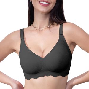 Hot Style No Wire Custom Full Cup Ladies V Neck Bra Full Support Push up Seamless Skin-Friendly Sport Padded Lace Bralettes