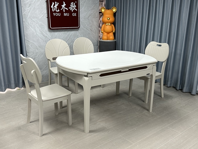 2026 Modern Multifunctional Stone Dining Room Furniture Extendable Round Extendable Table for 4 6 8 Seaters Panel Style