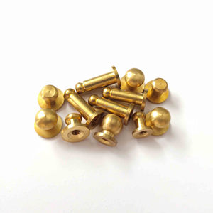Brass mạ màu vàng bóng đầu đinh tán đinh tán 8mm Đường kính vít trở lại nút núm vú đinh tán cho Diy da thủ công - Product Image 4