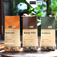 Granos de café espresso Arábica tostados medianos, sabor amargo, color marrón, origen vietnamita, paquete personalizado, almacenamiento normal.