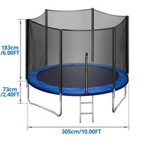 Vente en gros de trampoline bleu méga super cercle écologique tapis de saut pliable filet de sécurité mousse durable garçons filles fitness