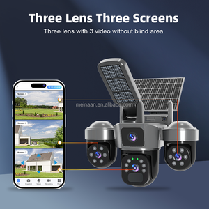 Kamera CCTV Keamanan Nirkabel Tenaga Surya OEM V380 Pro Outdoor PTZ 3 Lensa dengan Kartu SIM 4G dan Lampu Jalan Tenaga Surya - Product Image 2