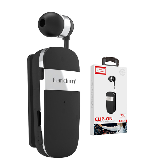 Earldom 5.0 Retractable Driving Earpiece Clip-On Mini Wireless Business Headset Sports Earphones & Headphones
