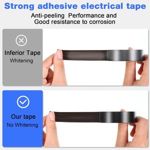 Paquete de 10 Cintas Eléctricas Negras de 180 micras x 19 mm x 60 pies, <span class=keywords><strong>Cinta</strong></span> Eléctrica de Alta Temperatura Resistente a la Intemperie para Aislamiento y Envoltura de Cables - Product Image 5