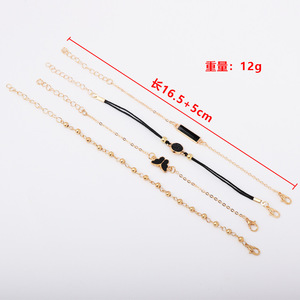 Conjunto de Pulseras de Moda con Dijes, Chapado en Oro, Aleación, Mariposa, Cuentas Negras, Joyería Moderna para Mujer, 4 Piezas - Product Image 4