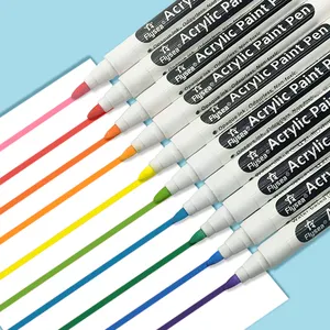 Flysea 12 renk resim kalemi Plumones boya kalemi grafiti çizim beyaz akrilik işaretleyici