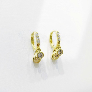 wholesale plata 925 sterling <b>silver</b> Luxury 18k Gold Plated <b>Hoop</b> <b>Earring</b> Baguette Cut Zircon Women Everyday Wear simple <b>earrings</b> - Product Image 5