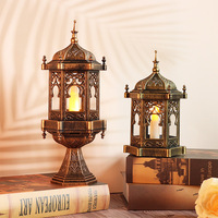 Lampe de table hexagonale marocaine en plastique avec bougies LED, lanterne portable faite à la main, suspension pour décoration de festival au Moyen-Orient