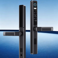 Serrure intelligente WiFi en aluminium avec empreinte digitale biométrique, mot de passe, carte-clé, application Tuya et cloud pour portes en acier/verre/laiton