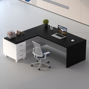 Bureau de direction en L autoportant extensible en bois noir de haute qualité, nouveau design moderne, vente chaude - Product Image 1
