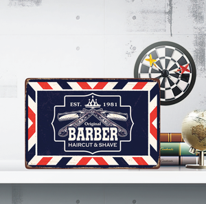 Plaques en métal <span class=keywords><strong>vintage</strong></span> pour salon de coiffure <span class=keywords><strong>Plaque</strong></span> décorative en étain personnalisée de <span class=keywords><strong>grande</strong></span> taille pour salon de coiffure Plaques en métal pour salon de coiffure rétro - Product Image 3