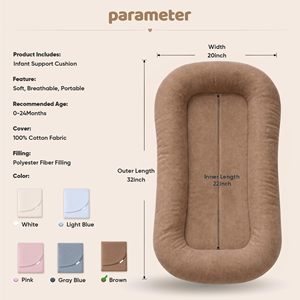 Hot Sale Infant Support <b>Cushion</b> Soft Portable Baby <b>Lounger</b> Nest Washable Newborn Tummy Time Baby Sleeping Mat with Storage Bag - Product Image 2