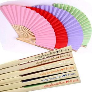 Éventails pliants d'été personnalisables pour mariage, style vintage japonais et chinois, en bambou, avec motifs peints pour mariage - Product Image 5