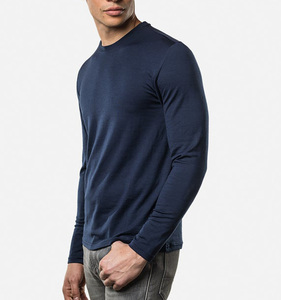 <span class=keywords><strong>T</strong></span>-<span class=keywords><strong>shirt</strong></span> à manches longues pour homme, col rond, en <span class=keywords><strong>laine</strong></span> mérinos douce, personnalisable OEM - Product Image 3