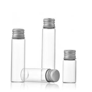 Botella de Vidrio de 22 mm de Diámetro con Tapa de Rosca de Aluminio Plateado, Diseño de Cierre a Presión, Capacidad de 5-12 ml, Opción de Logotipo Personalizado, Conveniente para Polvo - Product Image 3