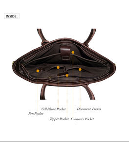 Bolsos de Cuero Genuino con Cierre de Cremallera Vintage para Abogados, con Correa Extraíble, Bolsos de Mano para <span class=keywords><strong>Oficina</strong></span> para Hombres - Product Image 5