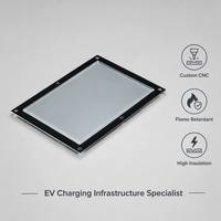 Plaque RF en polycarbonate UL94 V0 personnalisée, fenêtre de lecteur RFID, panneau PC usiné CNC de précision avec sérigraphie pour station de recharge de véhicules électriques