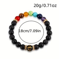 Bracelets en pierres naturelles de guérison et d'équilibre, ajustables, en cristal, en pierre volcanique noire, bracelet 7 chakras pour enfants, vente en gros