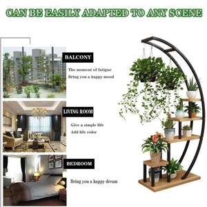 Estante de Exhibición de Flores para <span class=keywords><strong>Interior</strong></span> y Jardín, Soporte de Madera para Balcón - Product Image 2