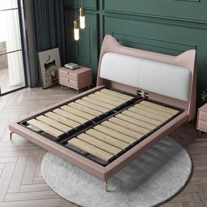 Juego de muebles de dormitorio para el hogar de gama alta de lujo moderno, marco de acero inoxidable, cama Queen/King/doble, cama suave de cuero con cabecero alto - Product Image 3