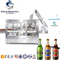 Ligne de production de remplissage de bière en bouteille Sokos, machine de remplissage de bière haute précision, machine de lavage, remplissage et bouchage de bière