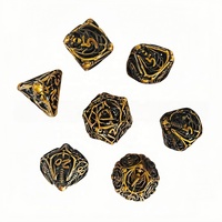Ensemble de dés polyédriques en cuivre pur creux, 7 pièces, respectueux de l'environnement, durables, pour jeux de rôle DND COC TRPG, chiffres dorés, objets de collection