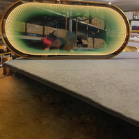 Miroir à effet infini personnalisé avec logo, étanche, LED, cadre en acier inoxydable, décoration murale pour bureau, bar, salon