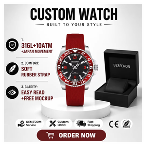 Montre mécanique sportive en acier inoxydable avec cadran en cristal saphir, bracelet en caoutchouc, option de logo personnalisé, résistante à l'eau, de luxe pour homme - Product Image 1
