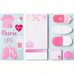 Pink Printed Nurse Gift Sticky Notes 550 Sheets Digital Printing Cute Medical Essentials Self-Stick Paper Memo <b>Pads</b> <b>Nursing</b> - Product Image 1