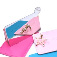 Miroir de Maquillage Pliable Personnalisé pour Bureau, Simple Face, Carré, en Cuir PU, Certifié CE, Idéal pour la Maison et les Voyages