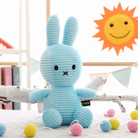 Peluche lapin Miffy rayé mignon de 28 cm, super douce, rembourrée en coton PP, poupée apaisante pour enfants, cadeau d'anniversaire