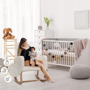 Morden Sherpa mamma che allatta sedia a <span class=keywords><strong>dondolo</strong></span> tessuto in velluto bianco accento sedia a <span class=keywords><strong>dondolo</strong></span> vivaio con schienale alto - Product Image 5