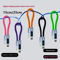 Kabel Data Silikon GL 15cm Power Bank Pendek USB-A/Type-C Braid dengan Layar Digital Real-Time, Pengisian Daya Cepat 240W untuk Ponsel