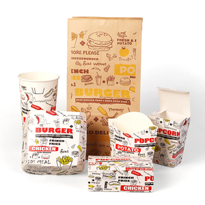 กล่องอาหารแบบใช้แล้วทิ้งพิมพ์โลโก้ได้ กล่องอาหารแบบนำกลับบ้าน บรรจุภัณฑ์สำหรับเบอร์เกอร์ เฟรนช์ฟรายส์ <span class=keywords><strong>ไก่</strong></span><span class=keywords><strong>ทอด</strong></span> - Product Image 4