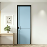 Porte en aluminium à grain de bois, insonorisée, pour chambre à coucher résidentielle, intérieur moderne, écologique, à ouverture latérale, taille et couleur personnalisées