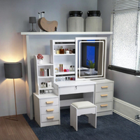Miroir de coiffeuse extensible avec éclairage LED, minimaliste, sur pied, meuble de chambre à coucher pour hôtel, hôpital, salle de bain