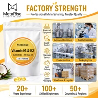 Capsules végétales 2-en-1 de Vitamine D3 et K2, Complément sans OGM, Soutient l'Immunité et la Densité Osseuse pour Adultes, Marque Privée OEM