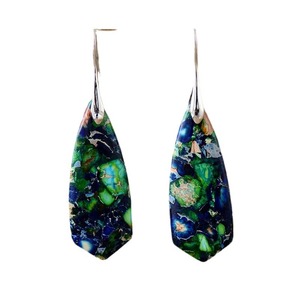 Orecchini Pendenti Trendy con Pietre Naturali Irregolari a Goccia, Orecchini Statement in Oro e Argento per Donne - Product Image 3